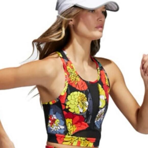 Adidas Run Medium-Support International Women's Day Allover Print Bra Small - Picture 2 of 7